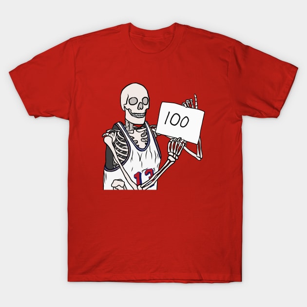 Skeleton Wilt Chamberlain 100 Points T-Shirt by rattraptees